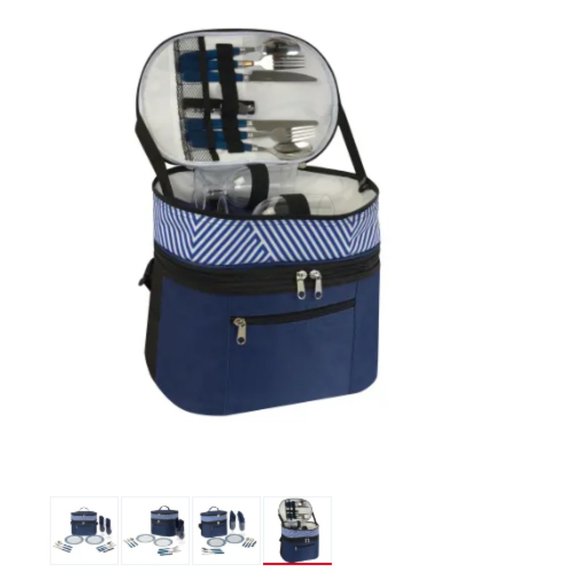 GNBI Picnic Set For Two, Navy/White/Black - Picture 3 of 4